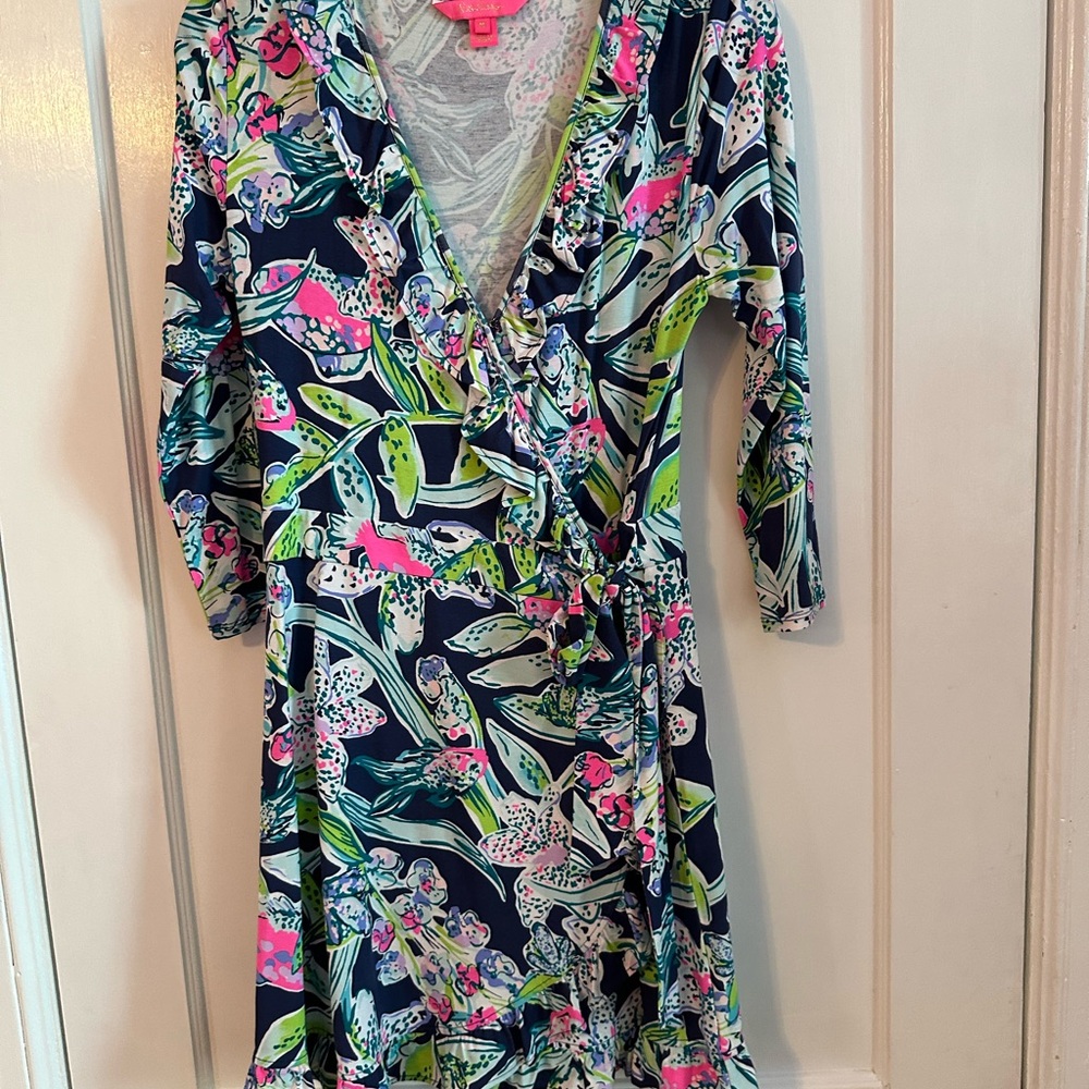 Lilly Pulitzer Pink and Green V-Neck Sundress
